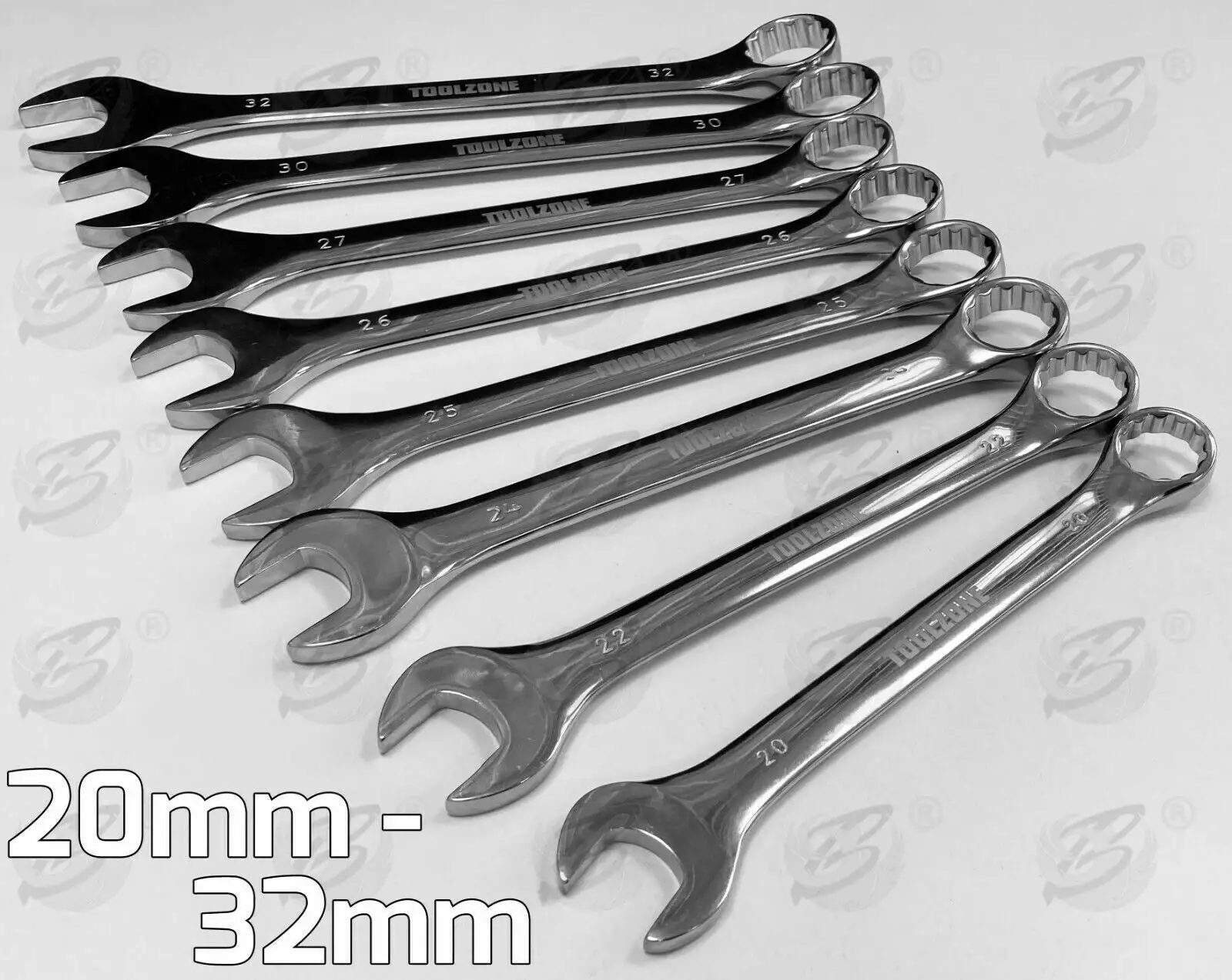 Toolzone Jumbo Spanners 8pc Long Reach Combination Wrench Spanner Set 20mm - 32mm HGV CRV 2 Toolzone Jumbo Spanners 8pc Long Reach Combination Wrench Spanner Set 20mm - 32mm HGV CRV - Image 2