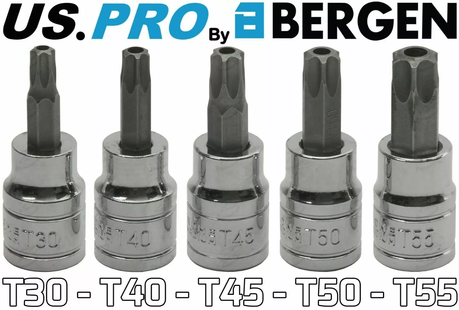 US PRO By BERGEN BERGEN TAMPER PROOF TORX BIT Socket Set 3/8" Security Torx Star Sockets T10-T55 3 US PRO By BERGEN BERGEN TAMPER PROOF TORX BIT Socket Set 3/8" Security Torx Star Sockets T10-T55 - Image 3