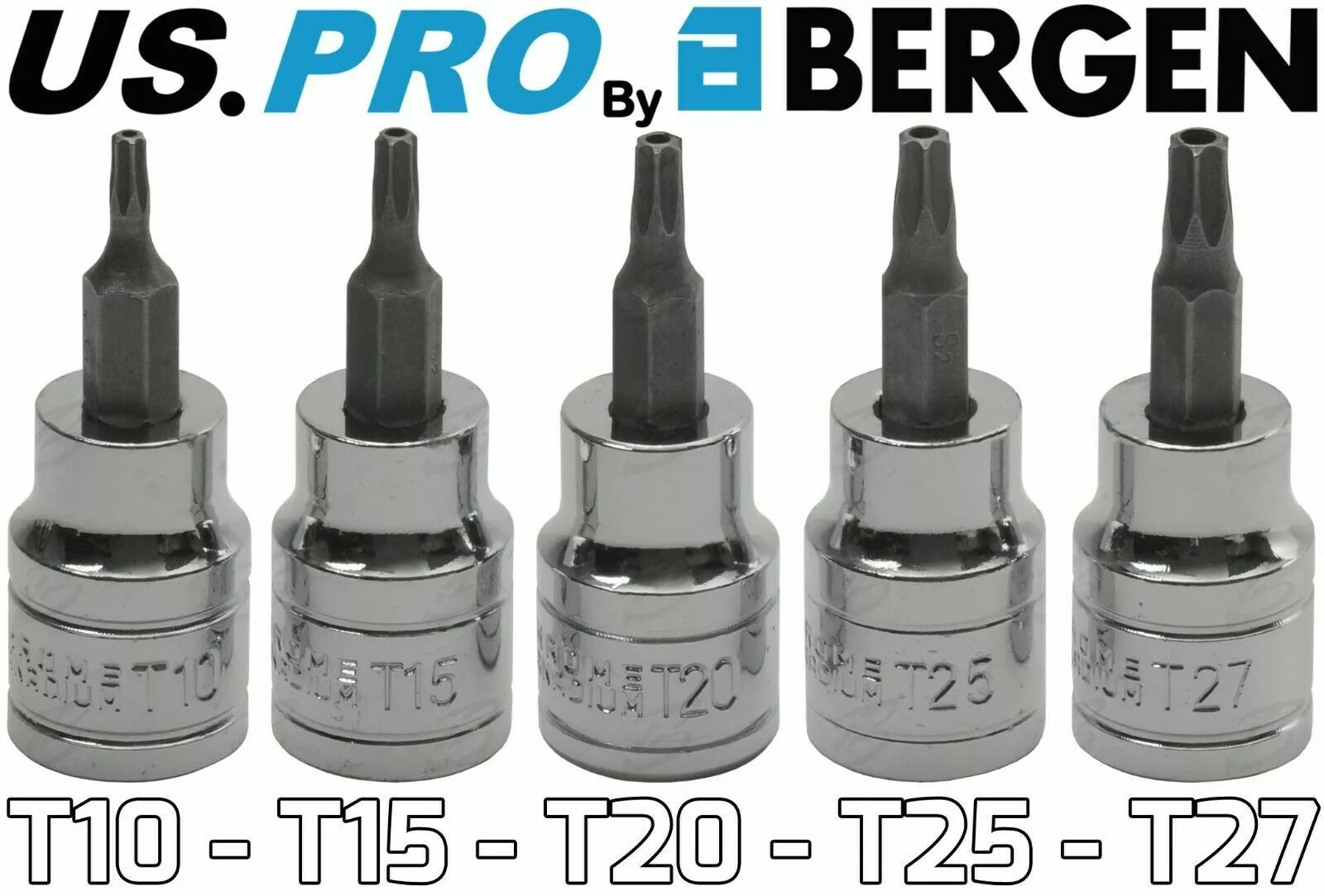 US PRO By BERGEN BERGEN TAMPER PROOF TORX BIT Socket Set 3/8" Security Torx Star Sockets T10-T55 2 US PRO By BERGEN BERGEN TAMPER PROOF TORX BIT Socket Set 3/8" Security Torx Star Sockets T10-T55 - Image 2