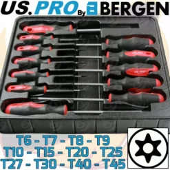 US PRO By BERGEN US.PRO By BERGEN Tamperproof TORX Magnetic Screwdriver Set Star Set T6-T45 Torx Drive 12pc