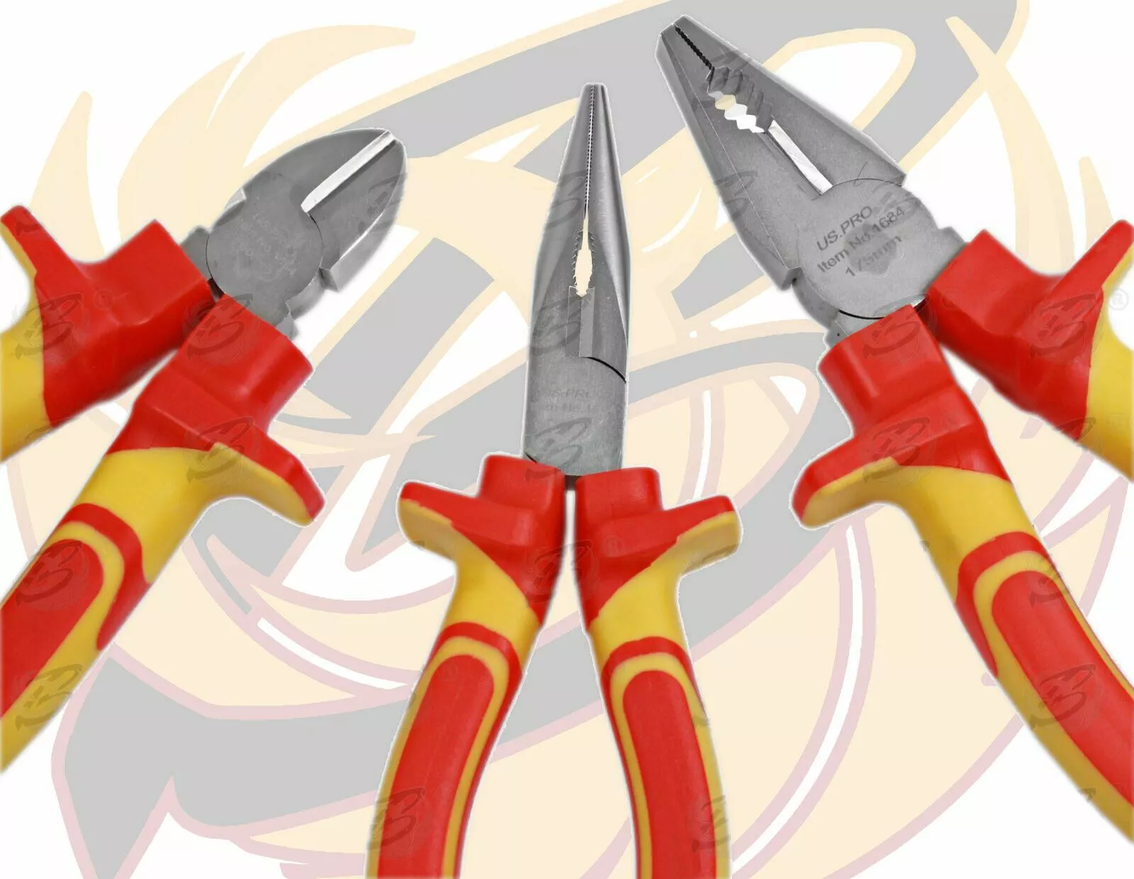 US PRO By BERGEN US.PRO By BERGEN 3 Piece VDE 1000V Soft Grip Electrical Combination Pliers Side Long Nose 2 US PRO By BERGEN US.PRO By BERGEN 3 Piece VDE 1000V Soft Grip Electrical Combination Pliers Side Long Nose - Image 2
