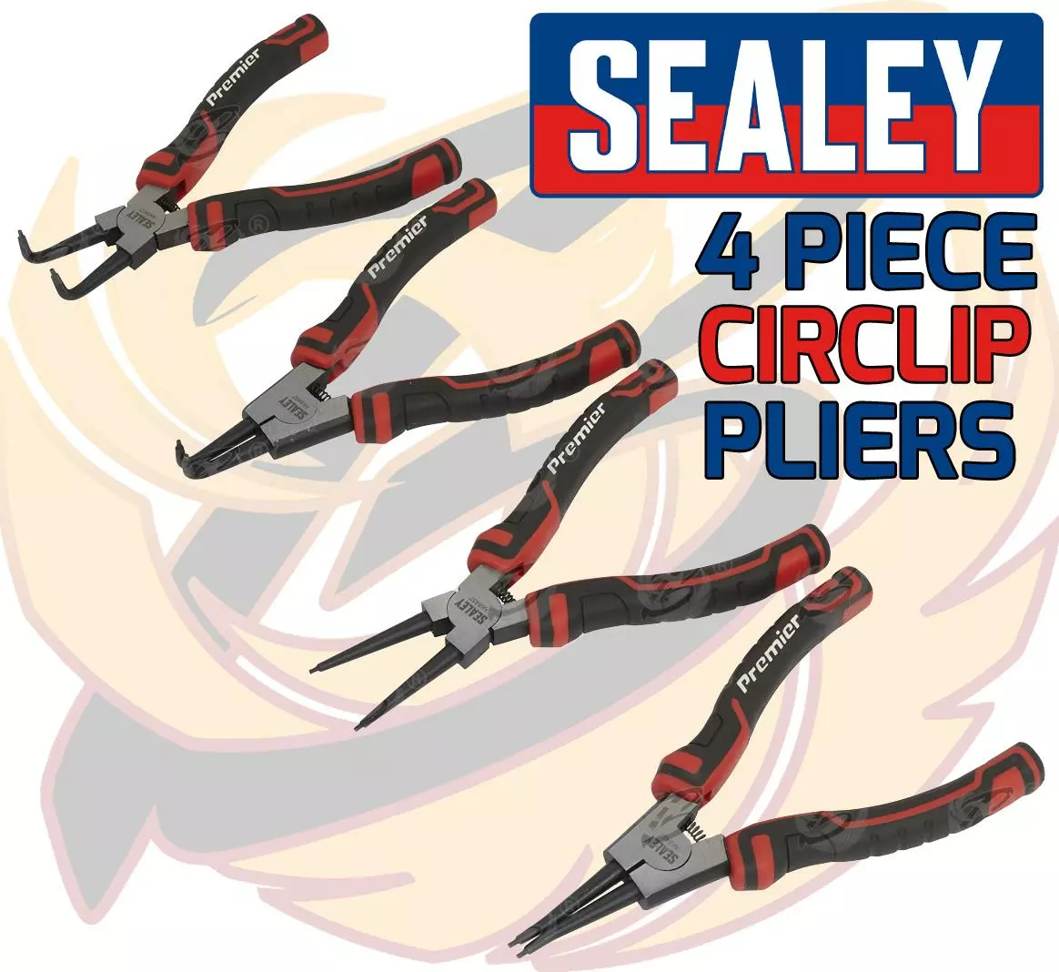 SEALEY 4 PC 7" Circlip Pliers Internal External Bent Nose Straight Tip Snap Ring 2 SEALEY 4 PC 7" Circlip Pliers Internal External Bent Nose Straight Tip Snap Ring - Image 2