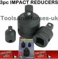 TOOLZONE 3pc IMPACT REDUCERS Socket Adaptos - Step Downs 3/4"to1/2" 1/2"to3/8" 3/8"to1/4"
