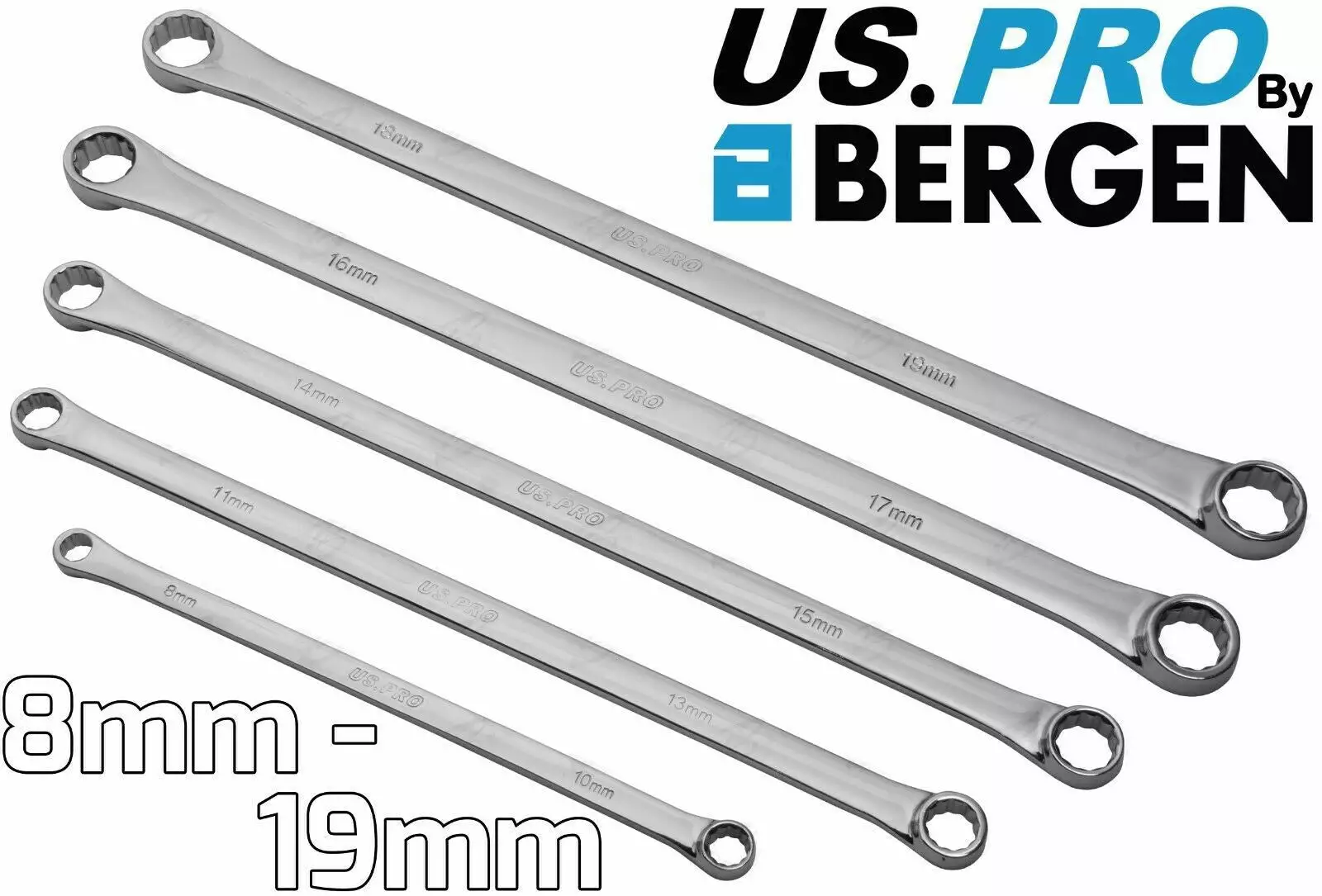 US PRO By BERGEN 5 Piece EXTRA LONG AVIATION Spanner Set 8mm - 19mm 2 US PRO By BERGEN 5 Piece EXTRA LONG AVIATION Spanner Set 8mm - 19mm - Image 2