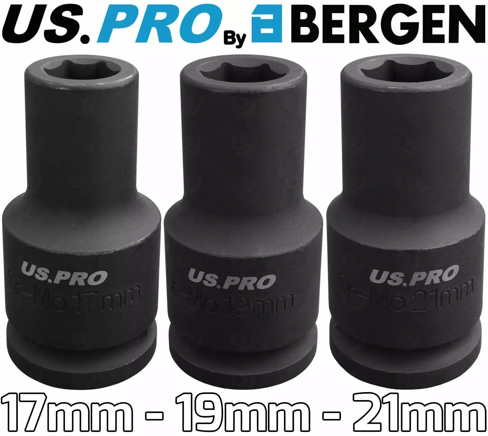 US PRO By BERGEN BERGEN 17mm 19mm 21mm 3/4" Dr DEEP IMPACT SOCKET 6 Point HEX Long Reach HD 2 US PRO By BERGEN BERGEN 17mm 19mm 21mm 3/4" Dr DEEP IMPACT SOCKET 6 Point HEX Long Reach HD - Image 2