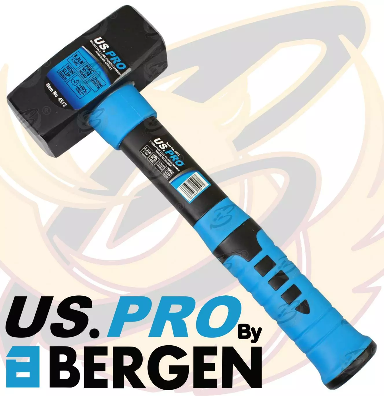 US PRO By BERGEN US.PRO By BERGEN 3.3lbs Stoning Hammer 1.5kg Fibreglass Handle 11" Inch Sledge Hammer 3 US PRO By BERGEN US.PRO By BERGEN 3.3lbs Stoning Hammer 1.5kg Fibreglass Handle 11" Inch Sledge Hammer - Image 3