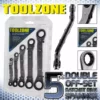 TOOLZONE 5 Piece OFFSET Ratchet Spanner Set 6mm - 22mm