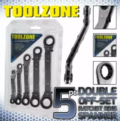 TOOLZONE 5 Piece OFFSET Ratchet Spanner Set 6mm - 22mm