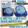 US PRO By BERGEN US.PRO By BERGEN Tape Measure 5m / 16FT Nylon Coated Grip Lock Tape 25mm Wide Blade Rubber