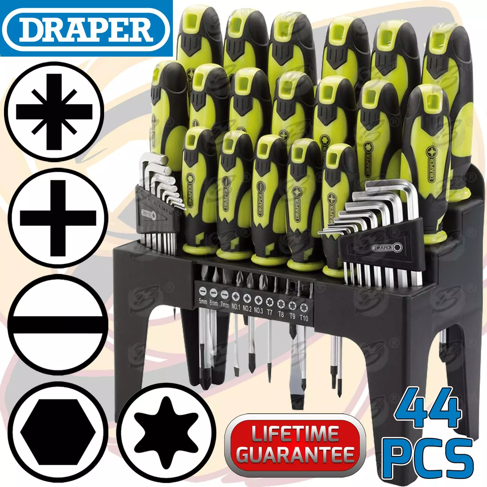 DRAPER MAGNETIC Screwdriver & Hex Keys Set Hi-Vis Slotted Straight Phillips Torx 4 DRAPER MAGNETIC Screwdriver & Hex Keys Set Hi-Vis Slotted Straight Phillips Torx - Image 4