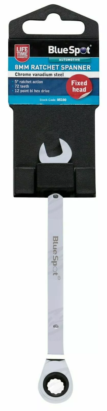 BLUESPOT 8mm Single 72 Tooth Ratchet Spanner 139mm 7 BLUESPOT 8mm Single 72 Tooth Ratchet Spanner 139mm - Image 7