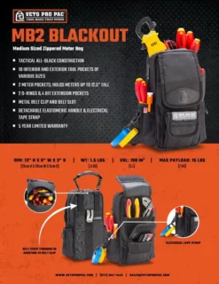 Veto Pro Pac MB2 BLACKOUT Meter Bag / Tool Pouch -SOCKET SETS & EXTENSION BARS Sales mb2 blackout final sell sheet webres